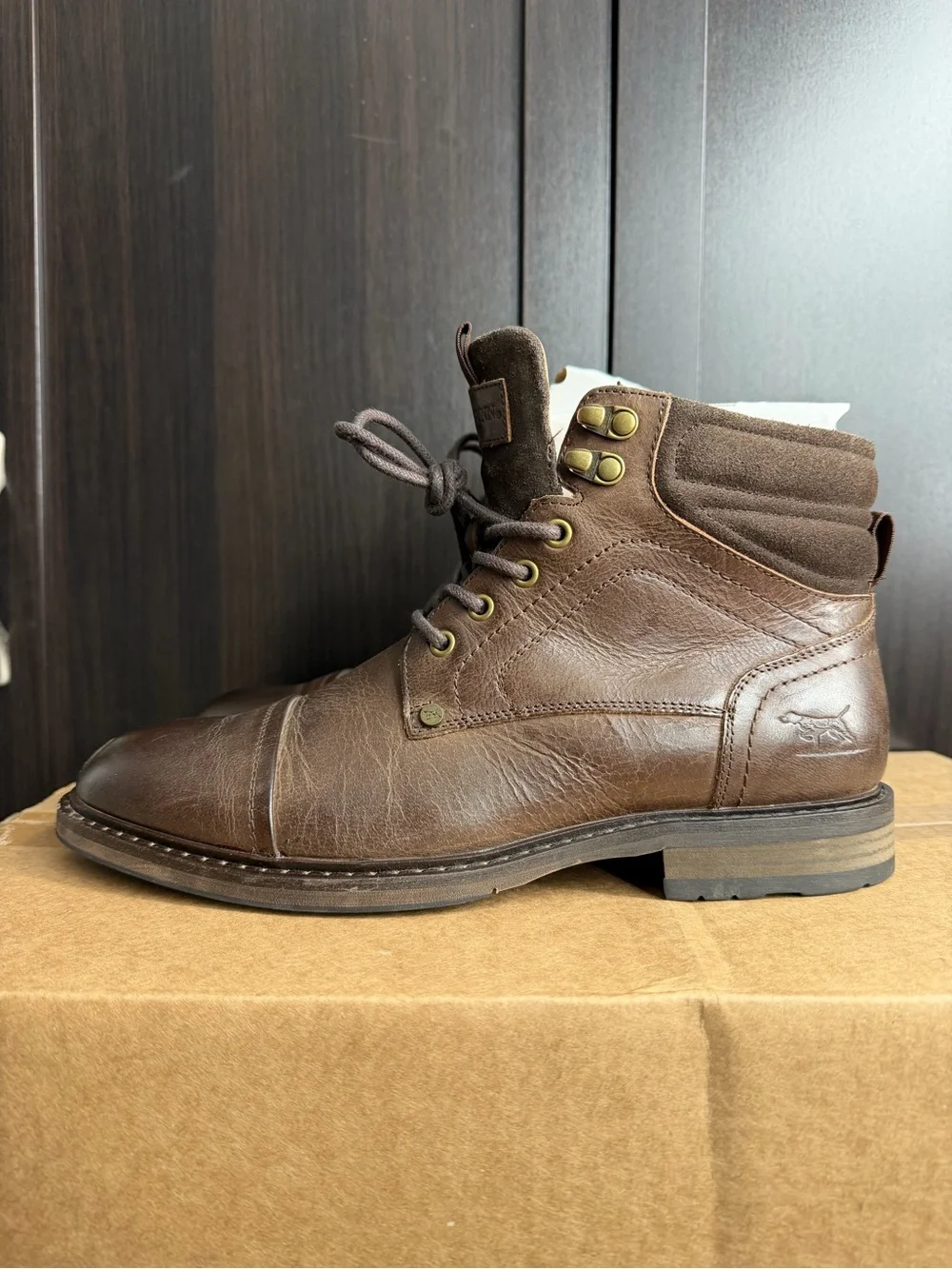 Rodd & Gunn Brown Leather Lace-Up Cap-Toe Boots